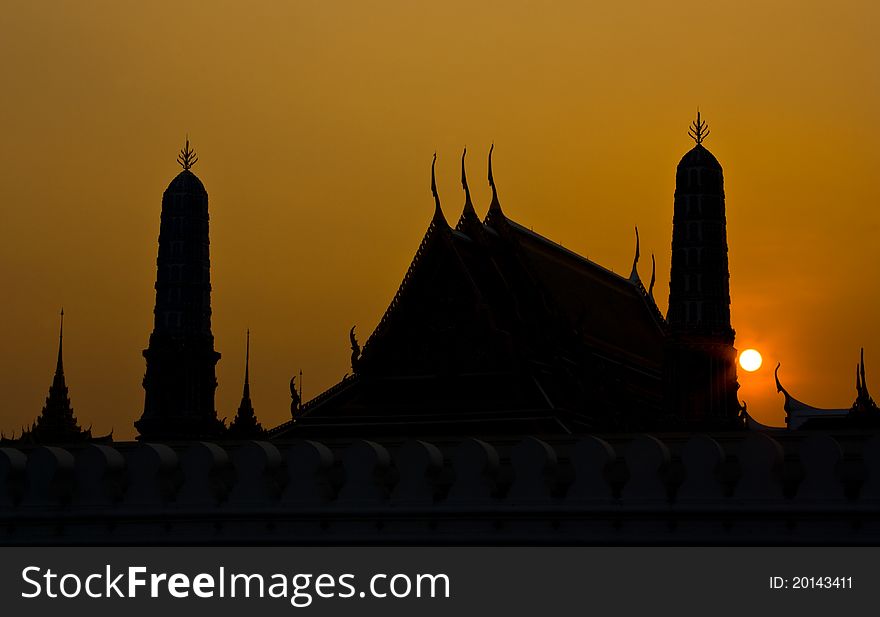 Silhouette of Wat Phra Kaew ,Bangkok. Silhouette of Wat Phra Kaew ,Bangkok