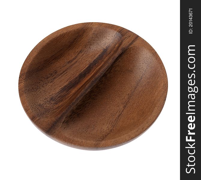 A dark wooden bowl on isolated white background