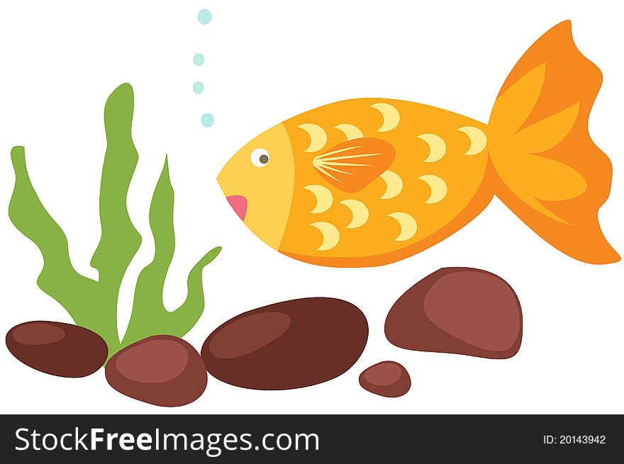 Illustration of a tropical fish and coral. Illustration of a tropical fish and coral