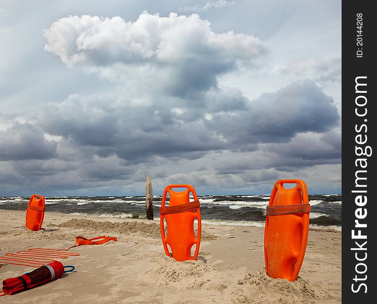 Lifeguard equipment on the beach