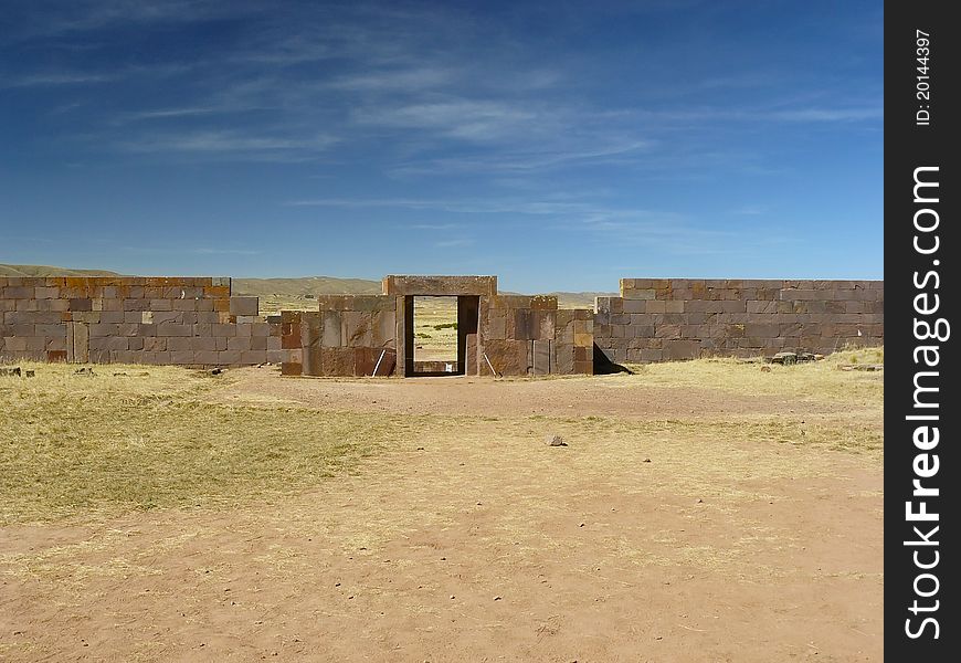Tiwanaku - ancient city in Bolivia, 72 km from La Paz, near the eastern shore of Lake Titicaca. Dated 12-17 century BC. Tiwanaku - ancient city in Bolivia, 72 km from La Paz, near the eastern shore of Lake Titicaca. Dated 12-17 century BC.