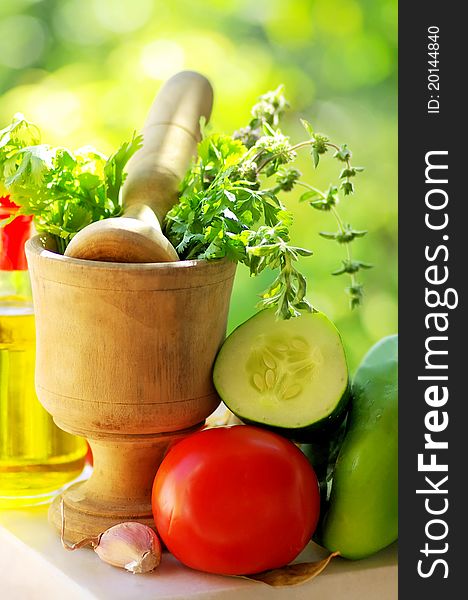 Utensils and ingredients of mediterranic cuisine. Utensils and ingredients of mediterranic cuisine.