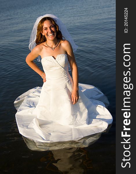 Bride in water