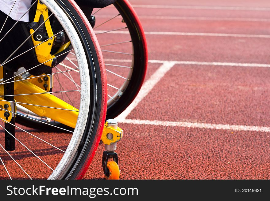 Wheelchair sportsmen in stadium outdoor