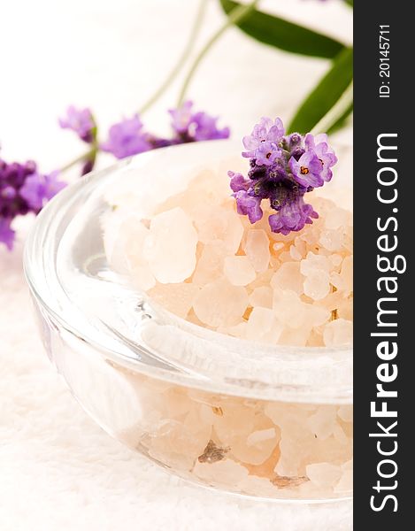 Herbal Bath Salt With Fresh Lavender Flowers