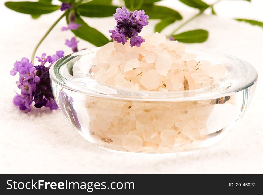Herbal Bath Salt With Fresh Lavender Flowers