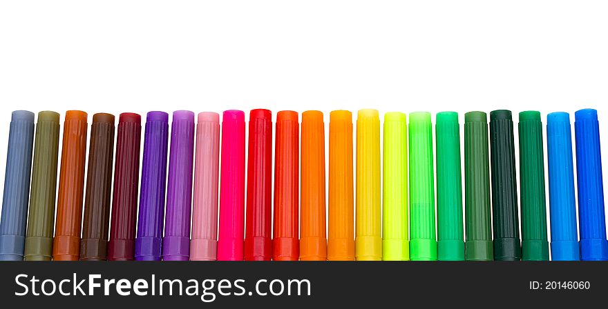 Multi colored felt-tip pens isolated