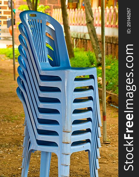 Blue chair arranges to are