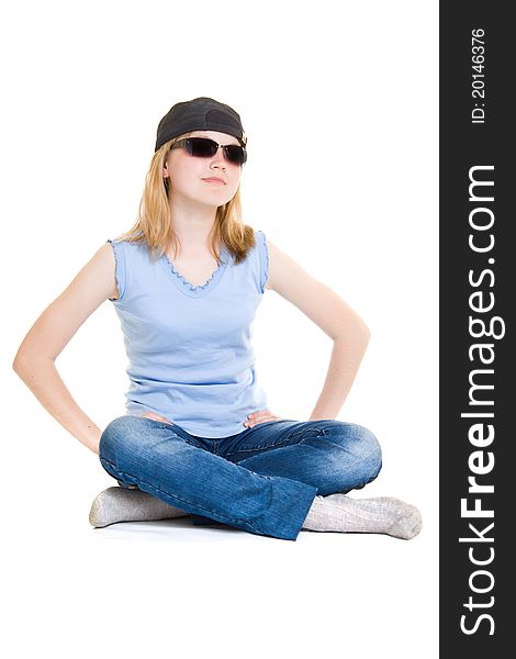 Cool teen on white background.