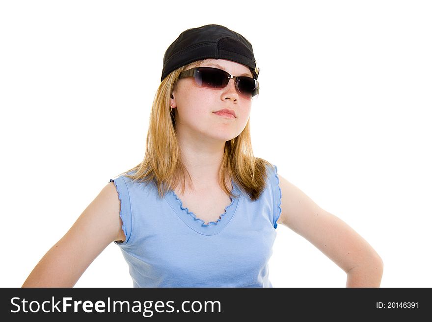 Cool teen on white background.