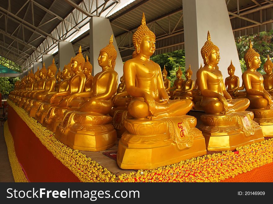 Golden buddha statue in thai temple, Ubonratchatani. Golden buddha statue in thai temple, Ubonratchatani