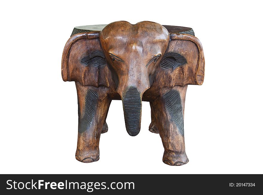 Elephant  carving on white background