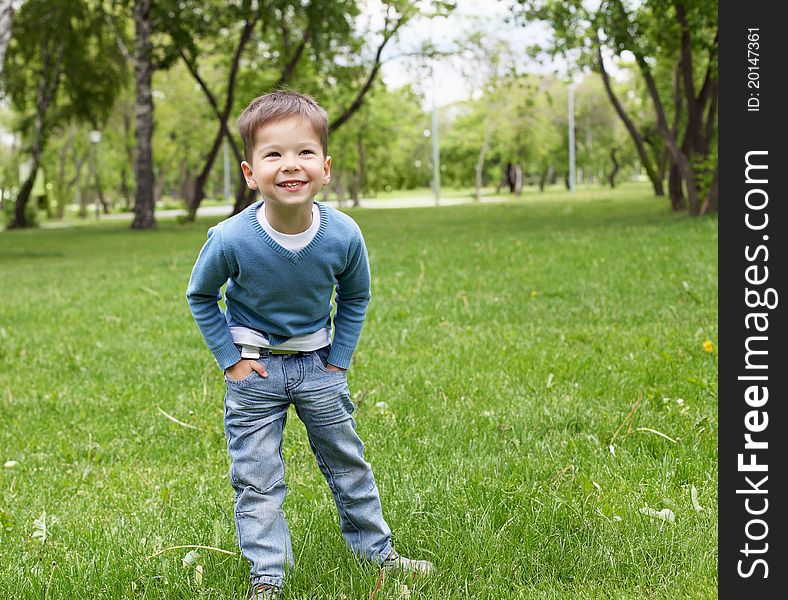 Portrait Of A Little Boy Outdoors