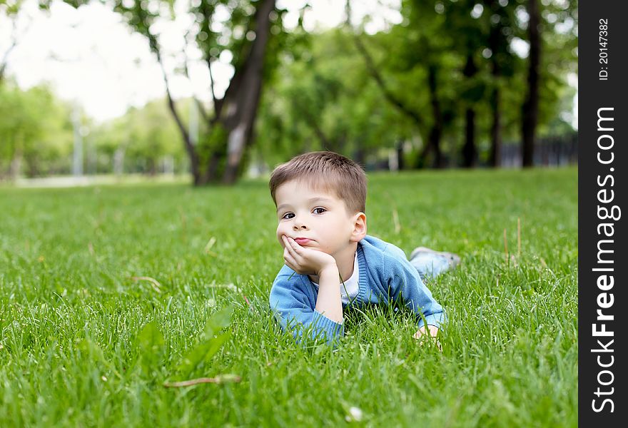 Portrait of a happy little boy in the park. Portrait of a happy little boy in the park