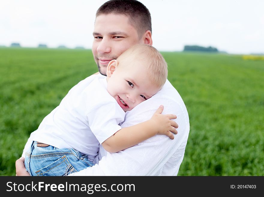 Portrait of father with son outdoor