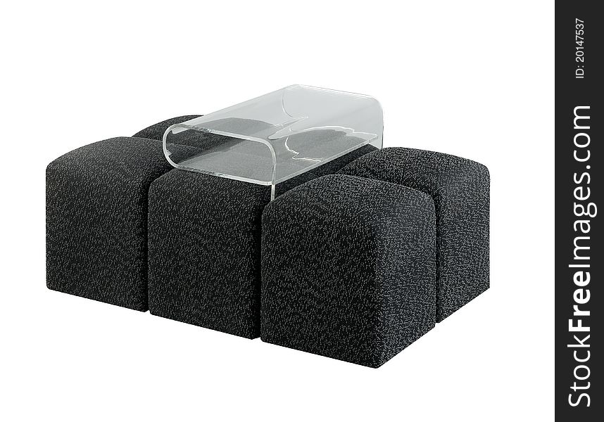 Nice and modern design of the stool sofa with transparency magazine or newspaper holder. Nice and modern design of the stool sofa with transparency magazine or newspaper holder