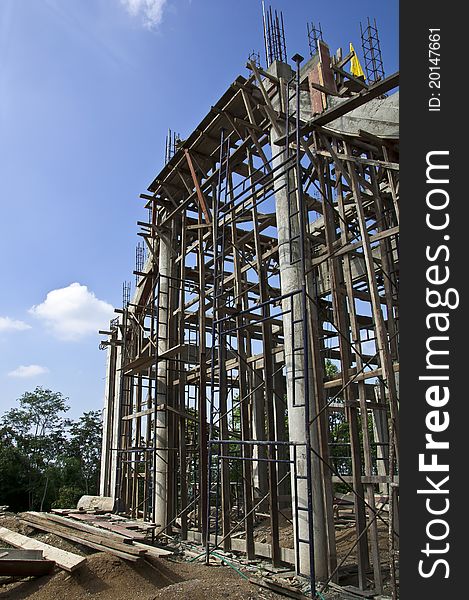 Thai Temple In Front Of Construction Sites.