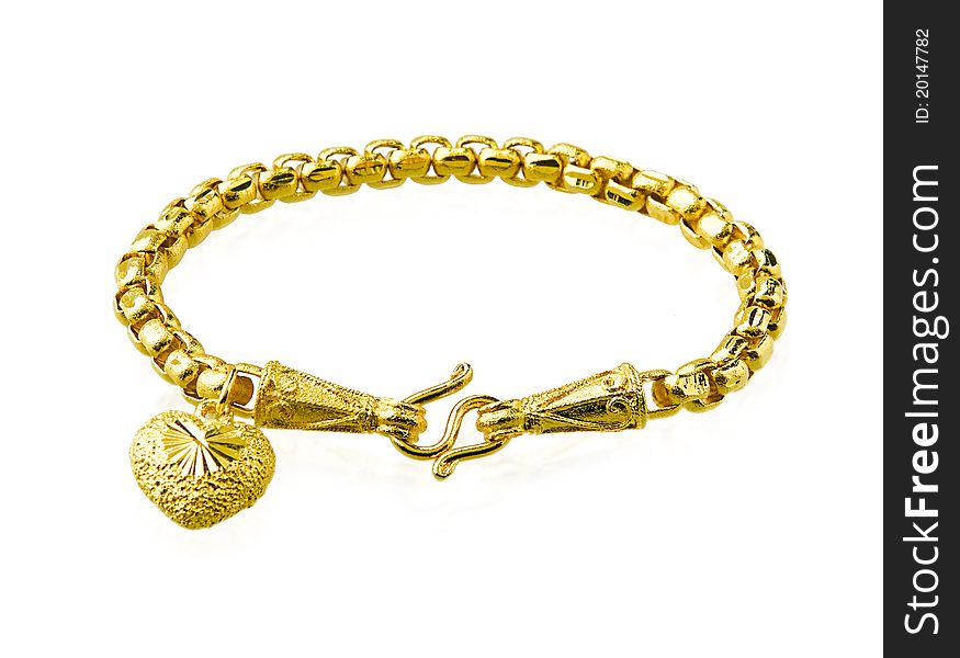 Golden bracelet in heart shape