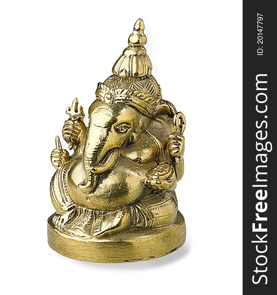 Nice handmade of the golden Ganesh the statue from trust and believe in god