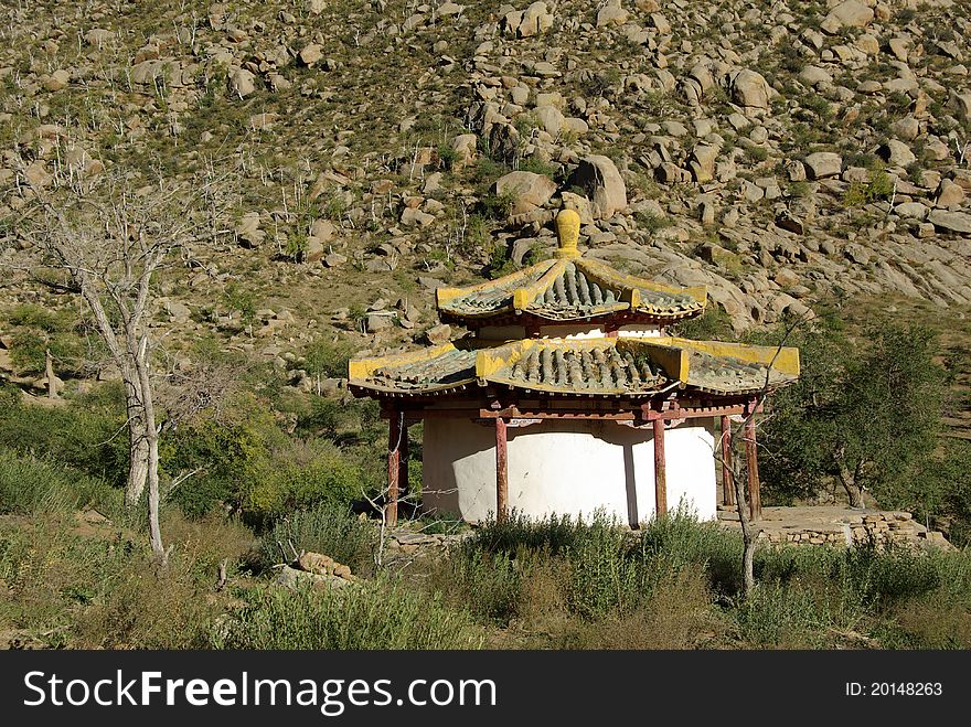 A buddhist monastery in Mongolia, in Asia. A buddhist monastery in Mongolia, in Asia