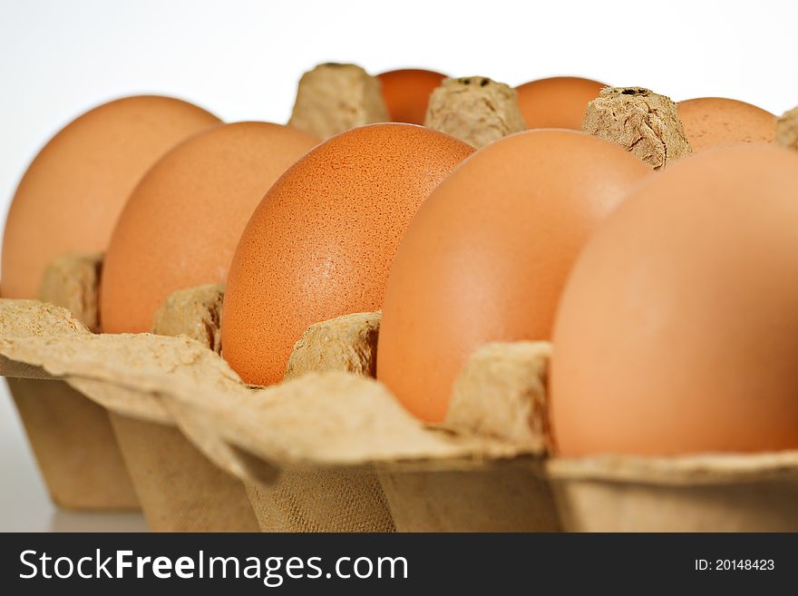 Brown eggs in the staircase.