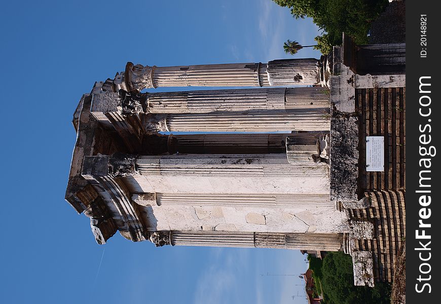 The Temple of Vesta on Forum Romanum, Rome, Italy. The Temple of Vesta on Forum Romanum, Rome, Italy