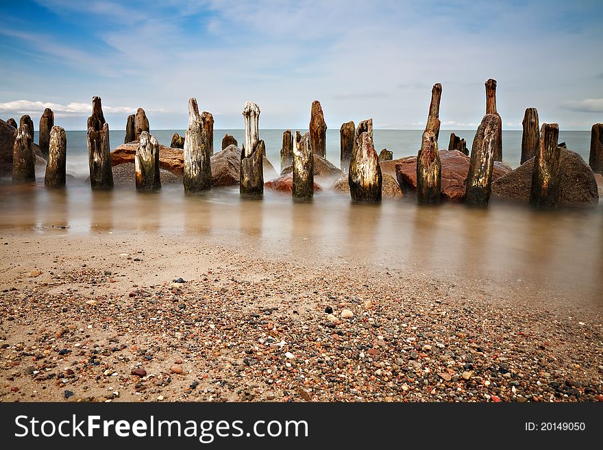 Groynes on the Baltic Sea coast.