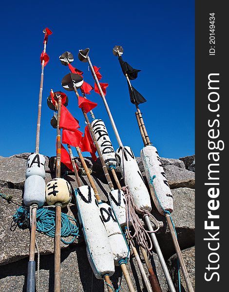 Fishing Accessories with blue sky.