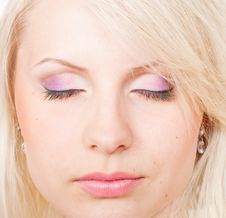 Beautiful Blond Girl With Eyes Closed Royalty Free Stock Images
