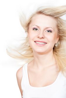Beautiful Blonde With A Flying Hair Stock Photos Beautiful Blonde With A Flying Hair Stock Photos