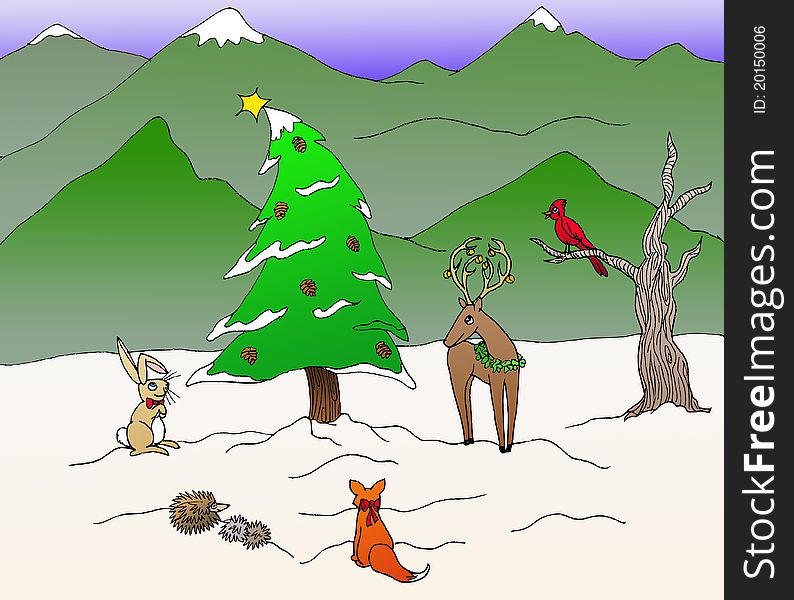 A simple,yet sweet woodland Christmas for the animals. A simple,yet sweet woodland Christmas for the animals.