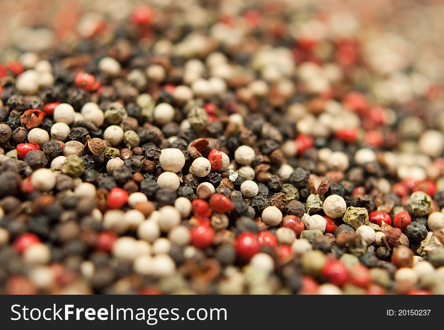 Mixed pepper texture, shallow depth of field