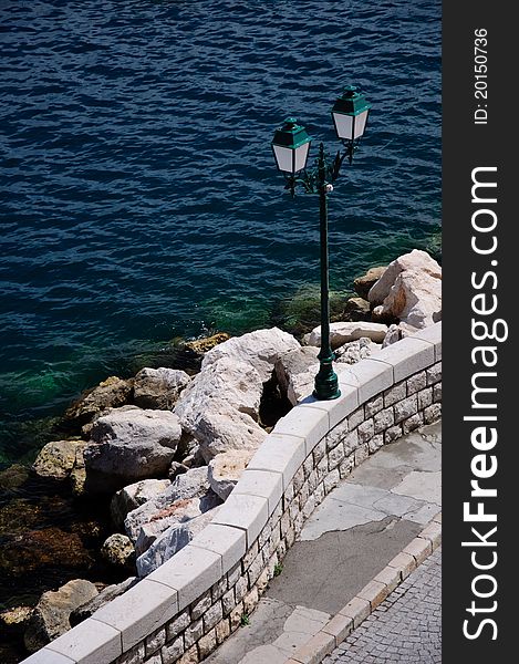 Lantern light and the sea, taken in Villefranche-Sur-Mer, France