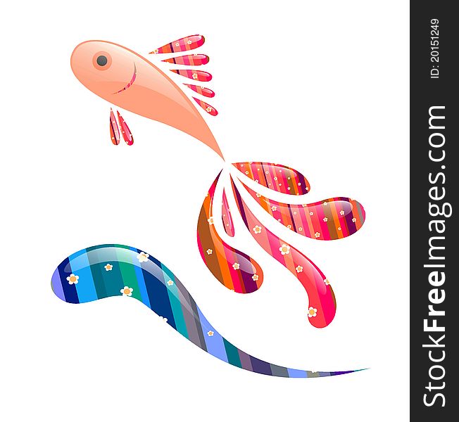 Isolated abstract fish and wave illustration. Isolated abstract fish and wave illustration