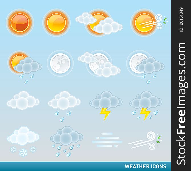 Set of icons for weather and/or meteorology. Set of icons for weather and/or meteorology