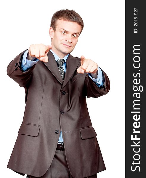 Businessman Pointing Fingers At Viewer