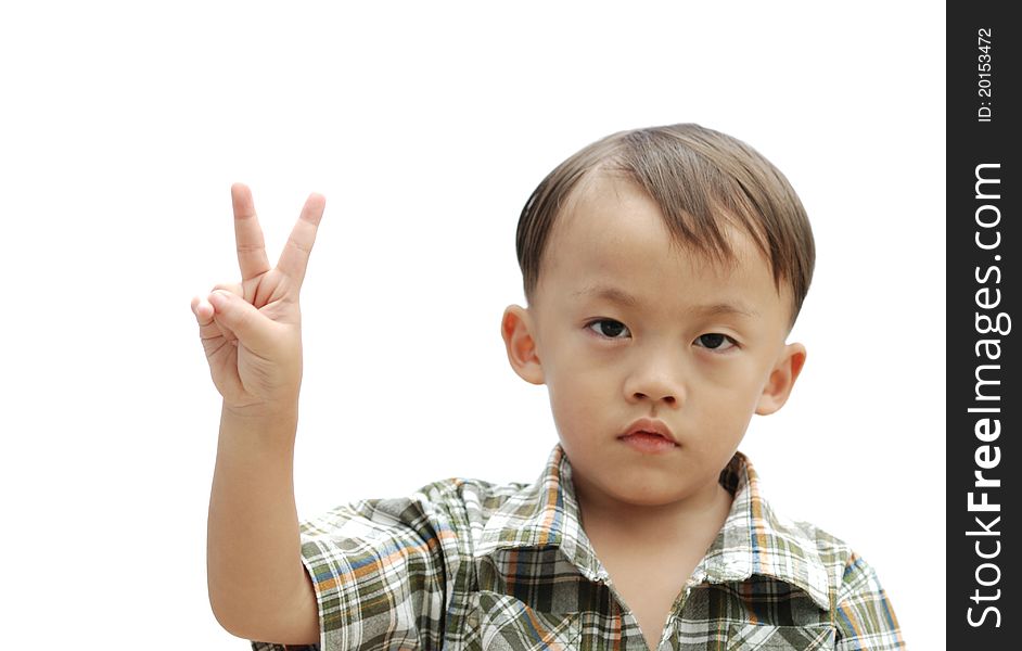 Cute young asian boy isolated on white background