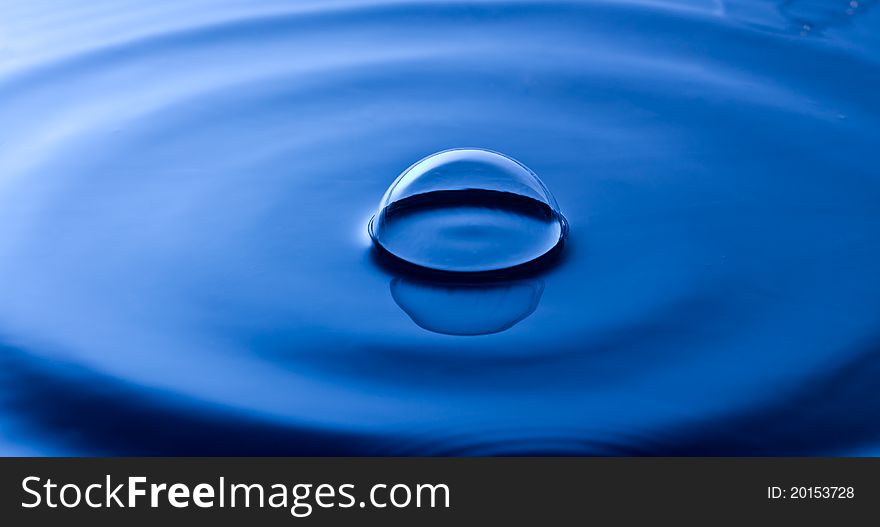 The bubble on blue water. The bubble on blue water