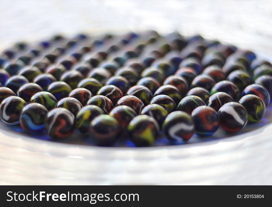 Colorful and decorated small glass balls