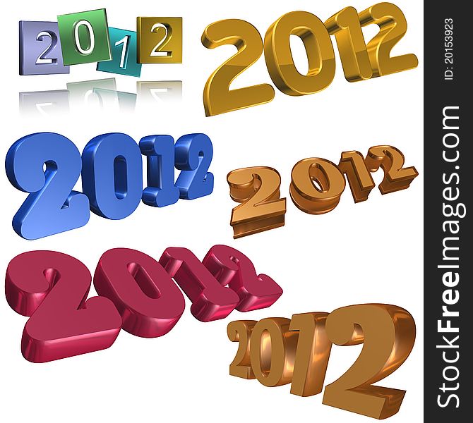 6 different 3D 2012 symbols