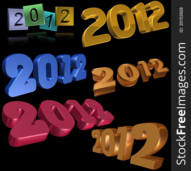 6 different 3D 2012 symbols