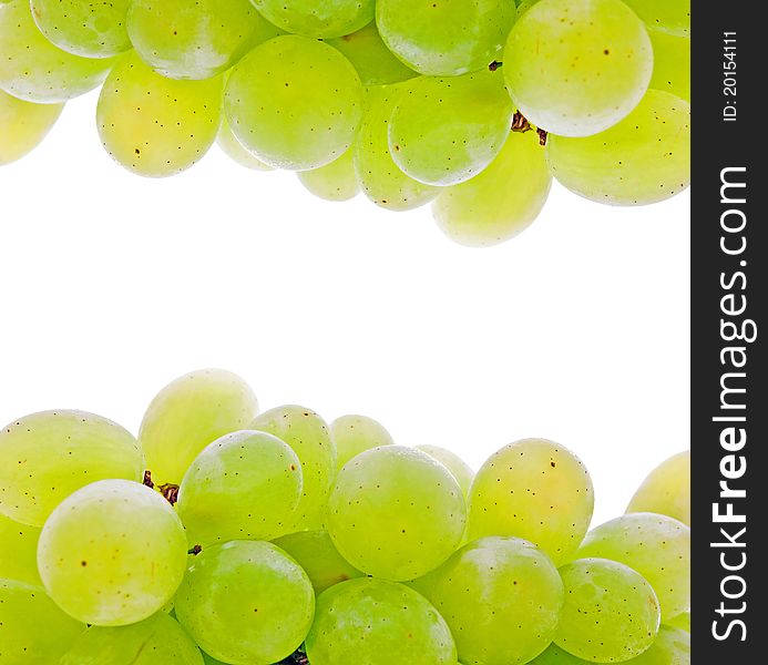 A bunch of green grape isolated over white