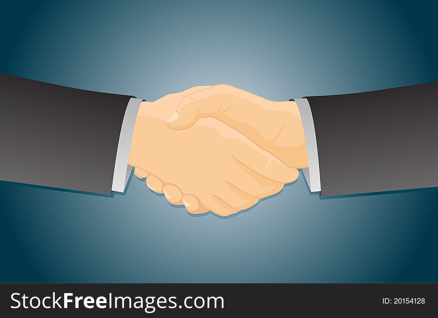Business leaders shaking hands over a blue background. Business leaders shaking hands over a blue background