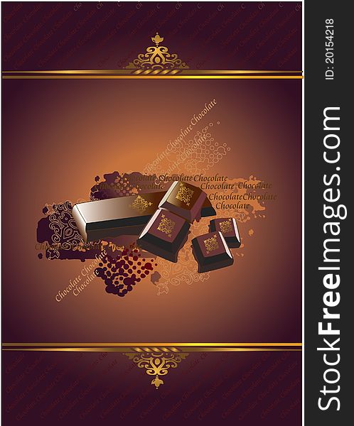 Vector chocolate background decorated with various ornaments