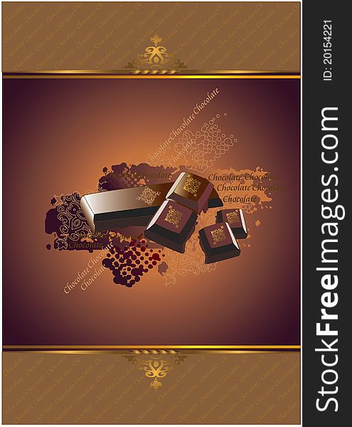 Vector chocolate background decorated with various ornaments. Vector chocolate background decorated with various ornaments