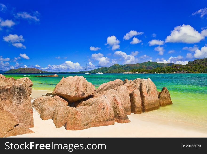 Tropical island Curieuse at Seychelles - nature background