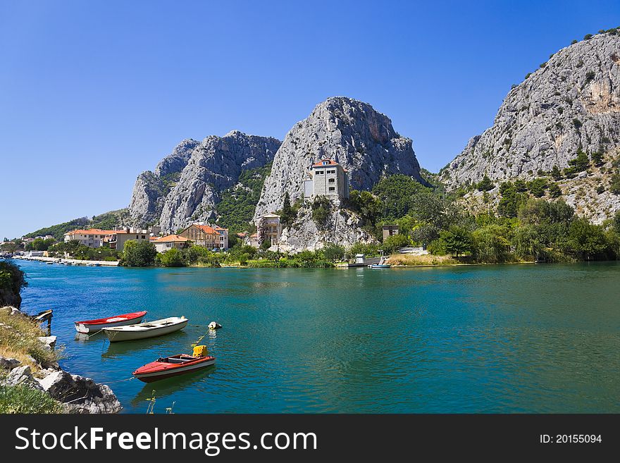 Town Omis in Croatia - abstact travel background