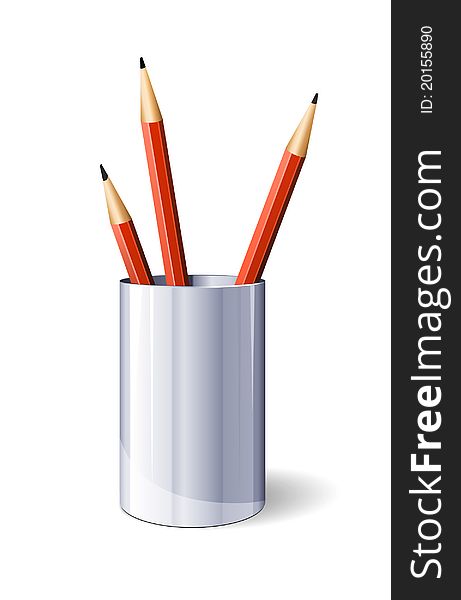 Red Vector Pencils In Glass