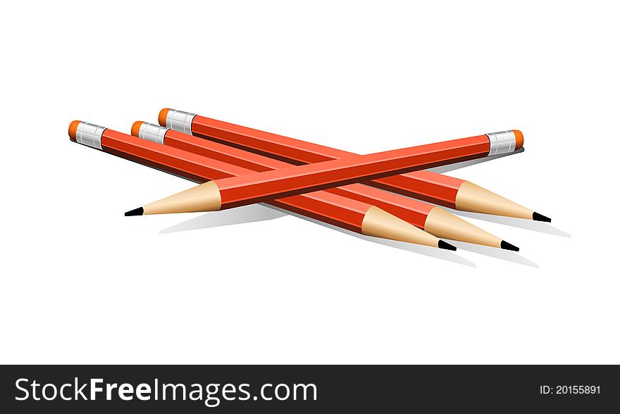 Four Red Vector Pencils