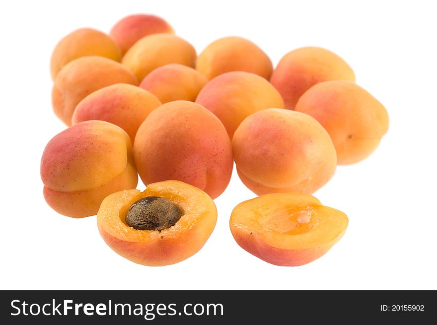 Apricots isolated on white background. File contains clipping path.